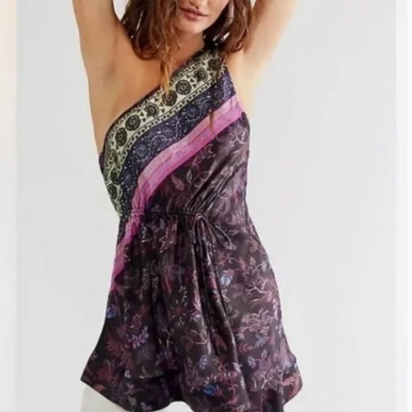 Free People Mira Coral One Shoulder Bohemian Tunic Tank Top.- XL - Picture 11 of 11